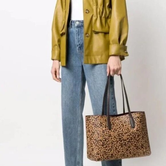 Kate Spade All Day Tote Leopard Brown Leather Shoulder Bag Purse Wristlet Set - Picture 8 of 10